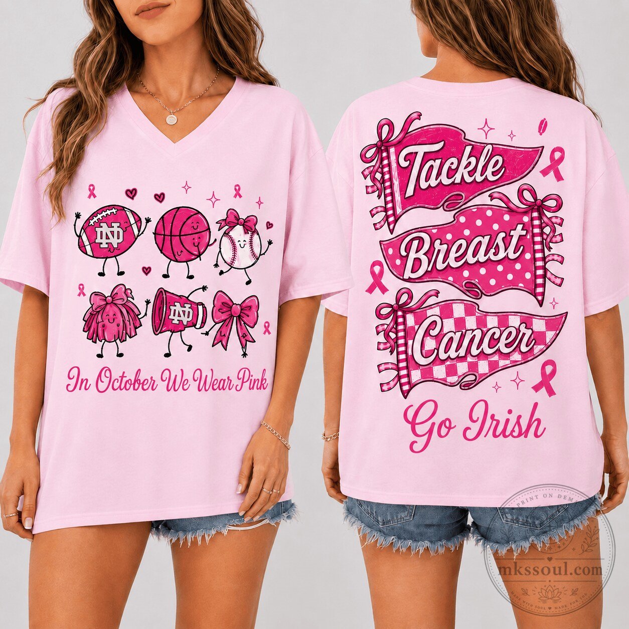 Notre Dame Fighting Irish Pink Ribbon Breast Cancer Awareness T-Shirt