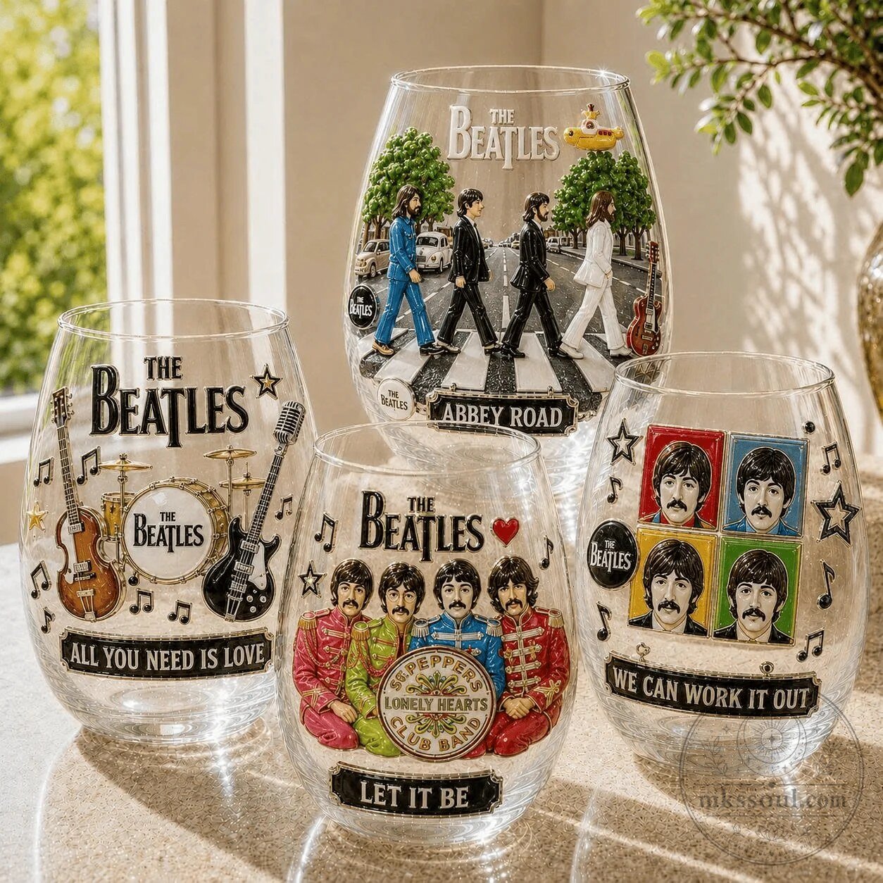 The Beatles Abbey Road All You Need Is Love Stemless Wine Glass