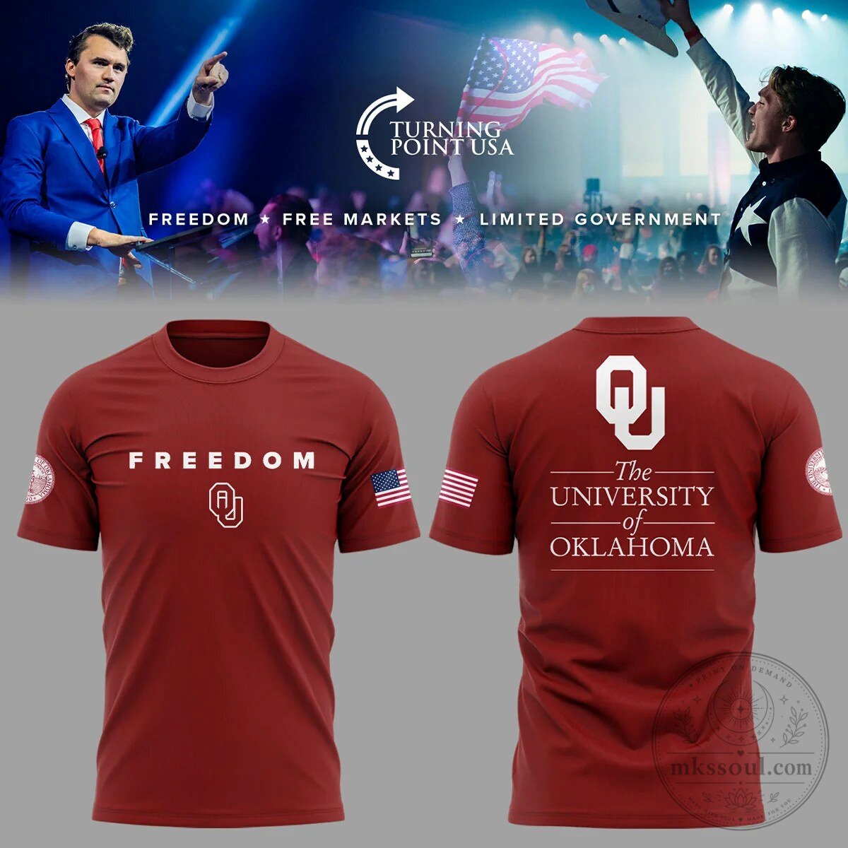 University of Oklahoma Freedom Turning Point USA Red T-Shirt