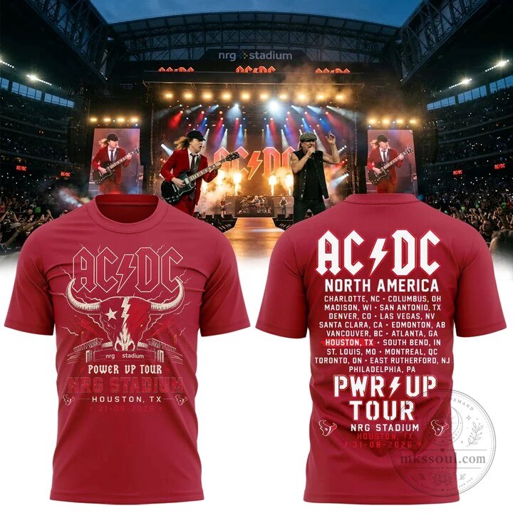 AC/DC Power Up Tour 2026 NRG Stadium Houston Concert T-Shirt