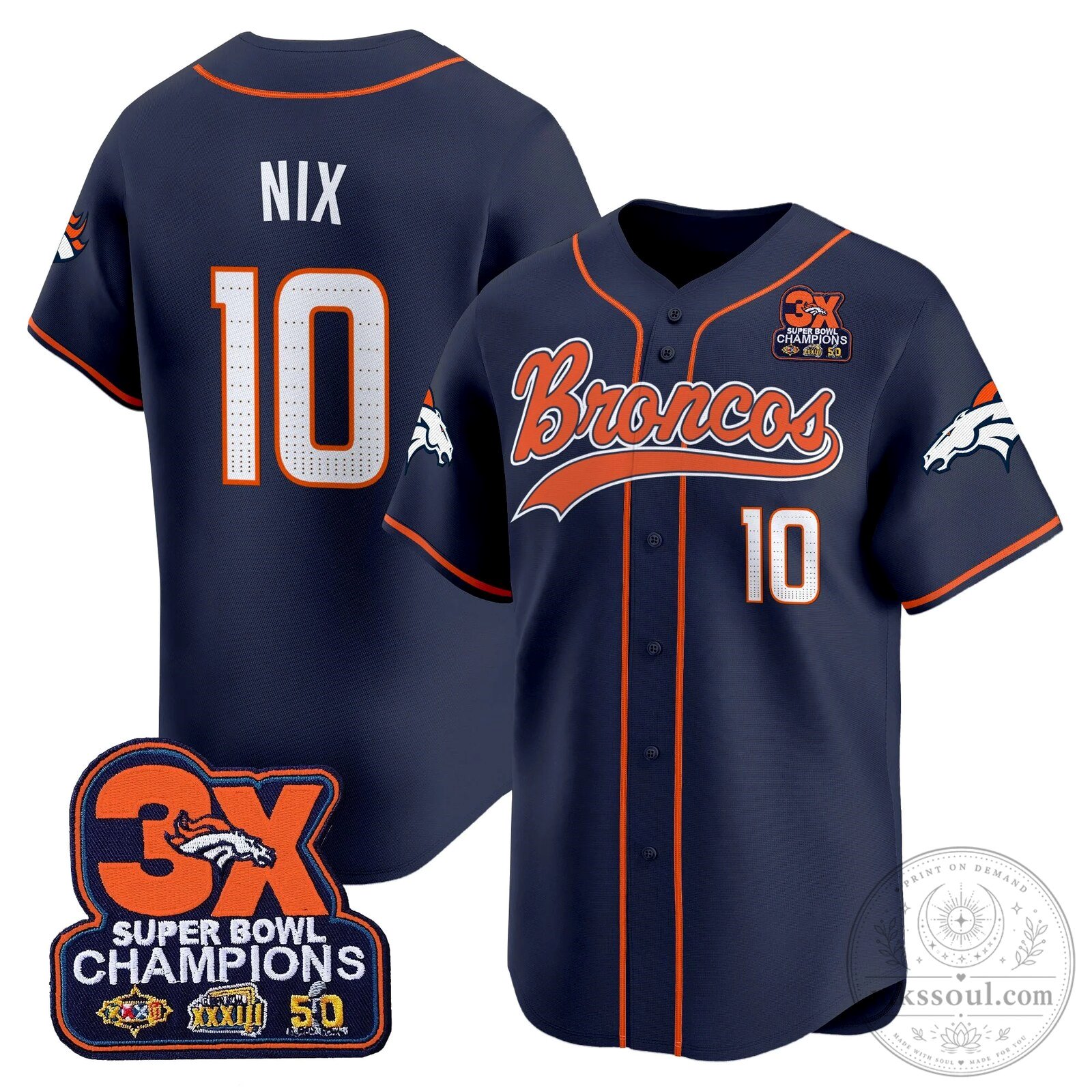 Denver Broncos Russell Wilson Super Bowl Champions Baseball Jersey