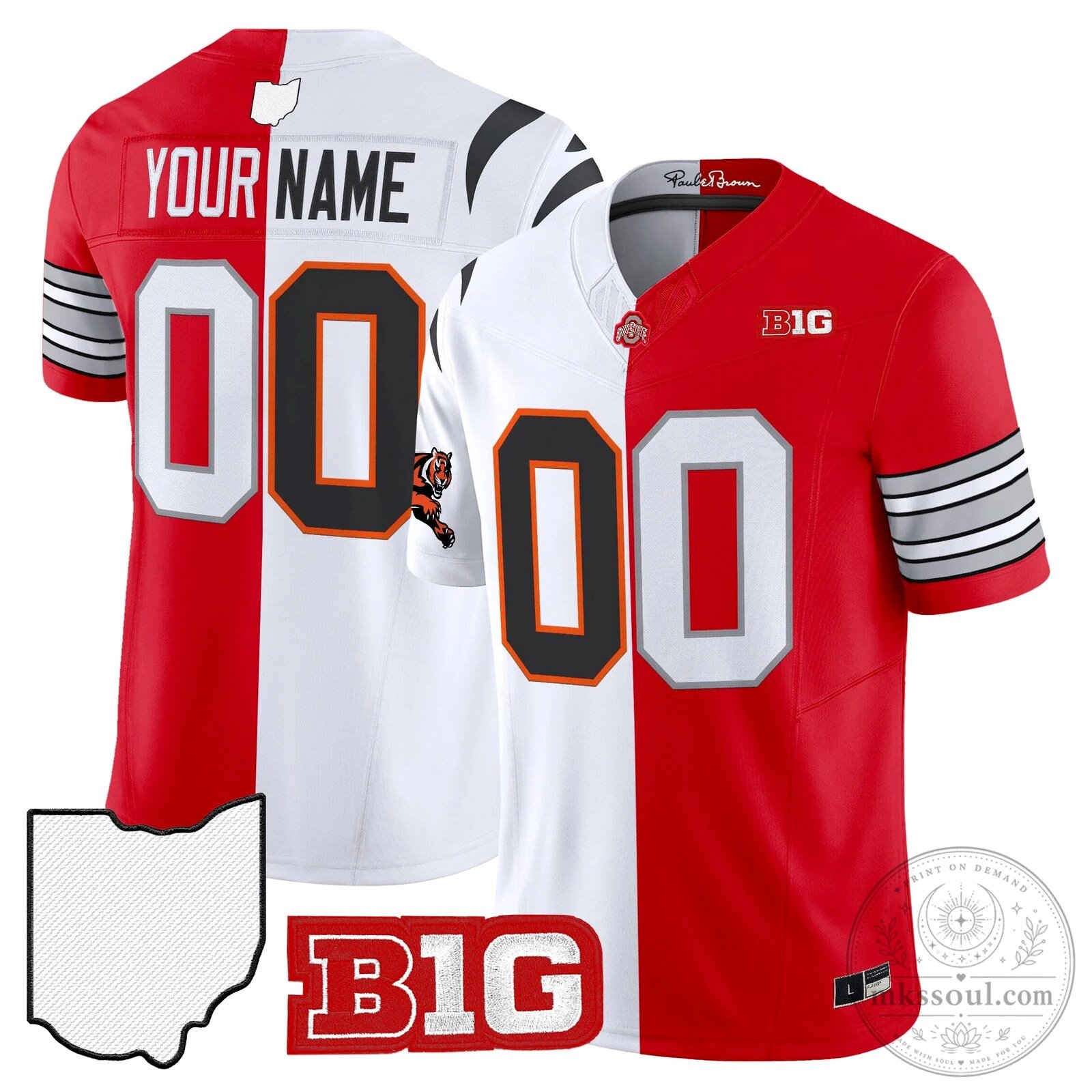 Ohio State Buckeyes and Cincinnati Bengals Split College Football Jersey