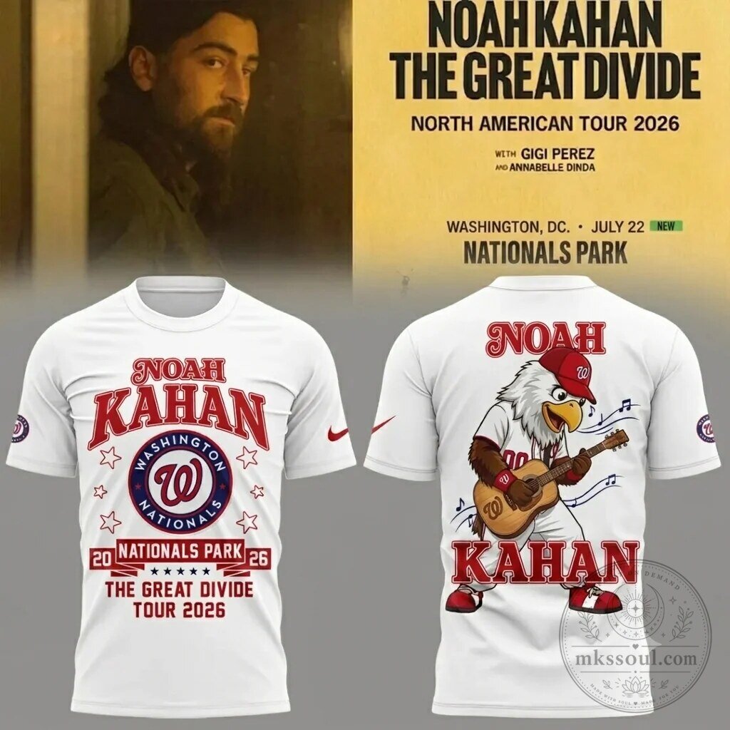 2026 Tour T-Shirt for The Great Divide by Noah Kahan at Washington Nationals Park