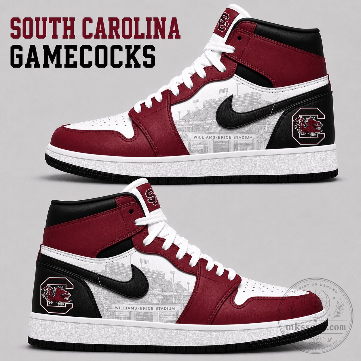 South Carolina Football Gamecocks Williams-Brice Stadium High-Top Shoes