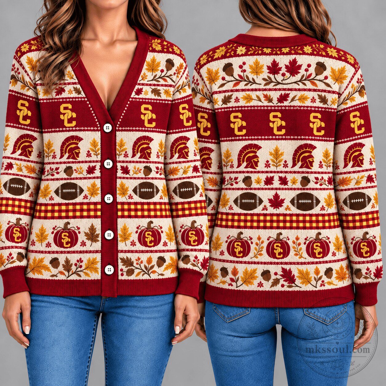 University of Southern California Trojans Autumn Knitted Cardigan Sweater