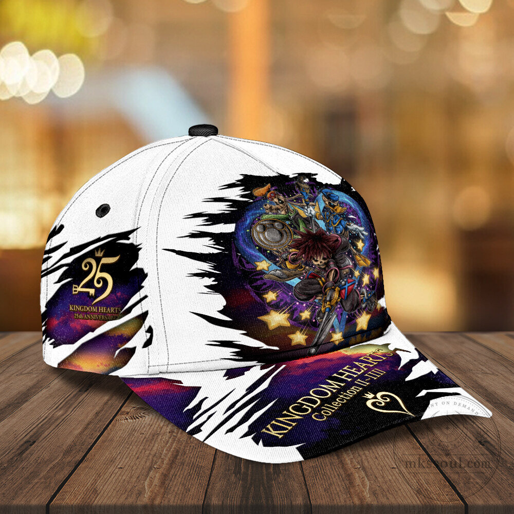 White Baseball Cap Hat featuring Kingdom Hearts 4 Video Game Characters 5 White Baseball Cap Hat featuring Kingdom Hearts 4 Video Game Characters