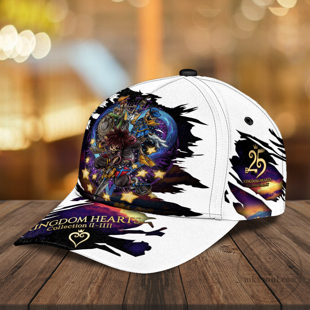 White Baseball Cap Hat featuring Kingdom Hearts 4 Video Game Characters 6 White Baseball Cap Hat featuring Kingdom Hearts 4 Video Game Characters