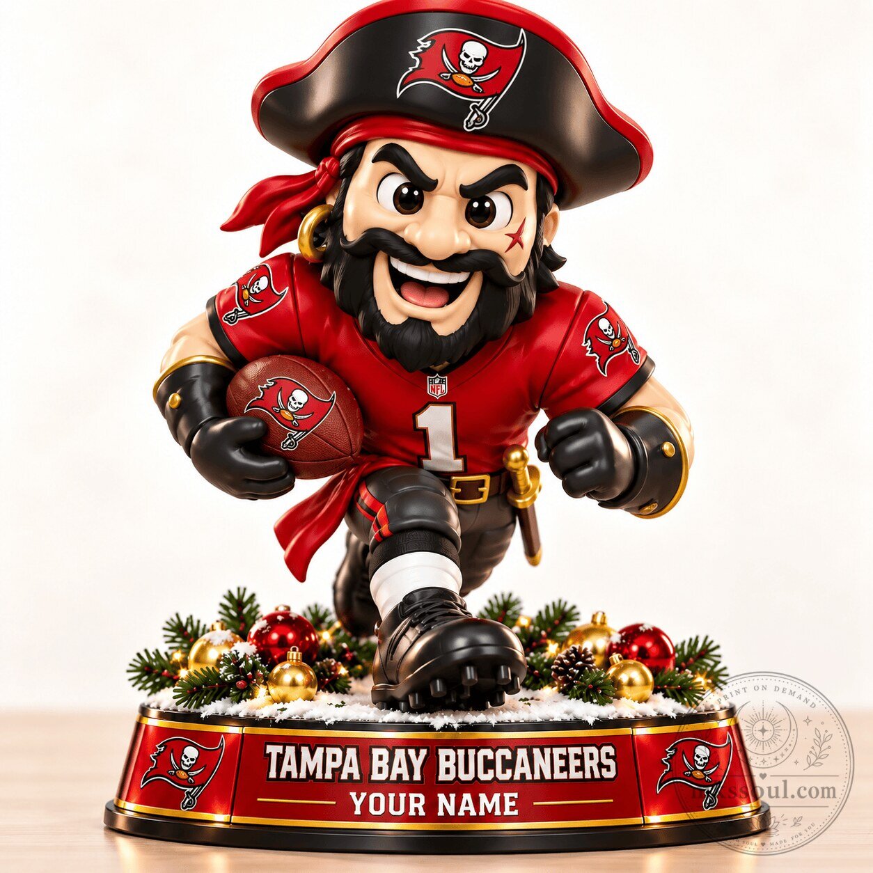 Tampa Bay Buccaneers Mascot Christmas Football Holiday Figurine