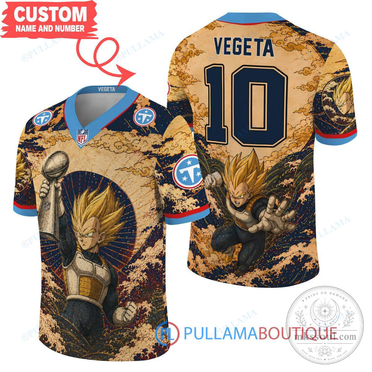 Tennessee Titans Vegeta Super Bowl Dragon Ball Z Football Jersey