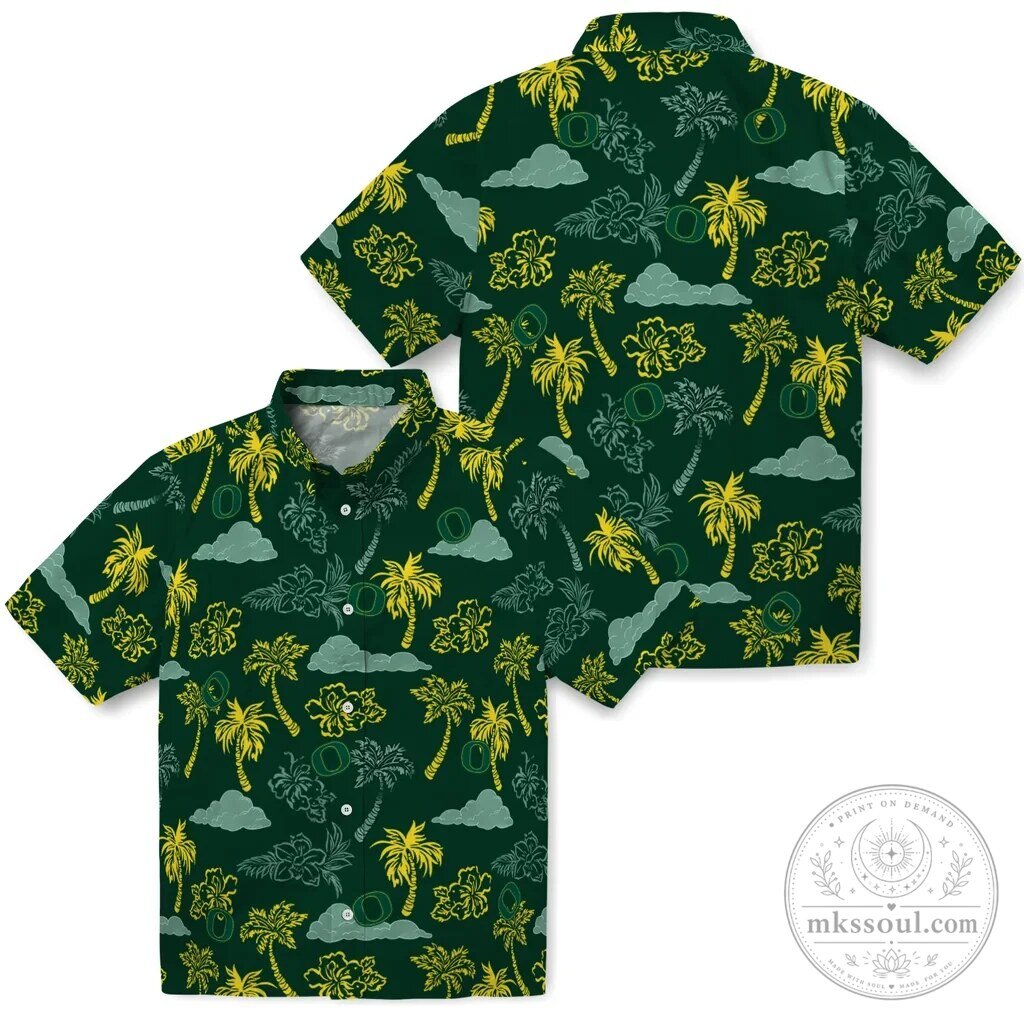 Oregon Ducks Hawaiian Shirt Summer Palm Tree Tropical Print