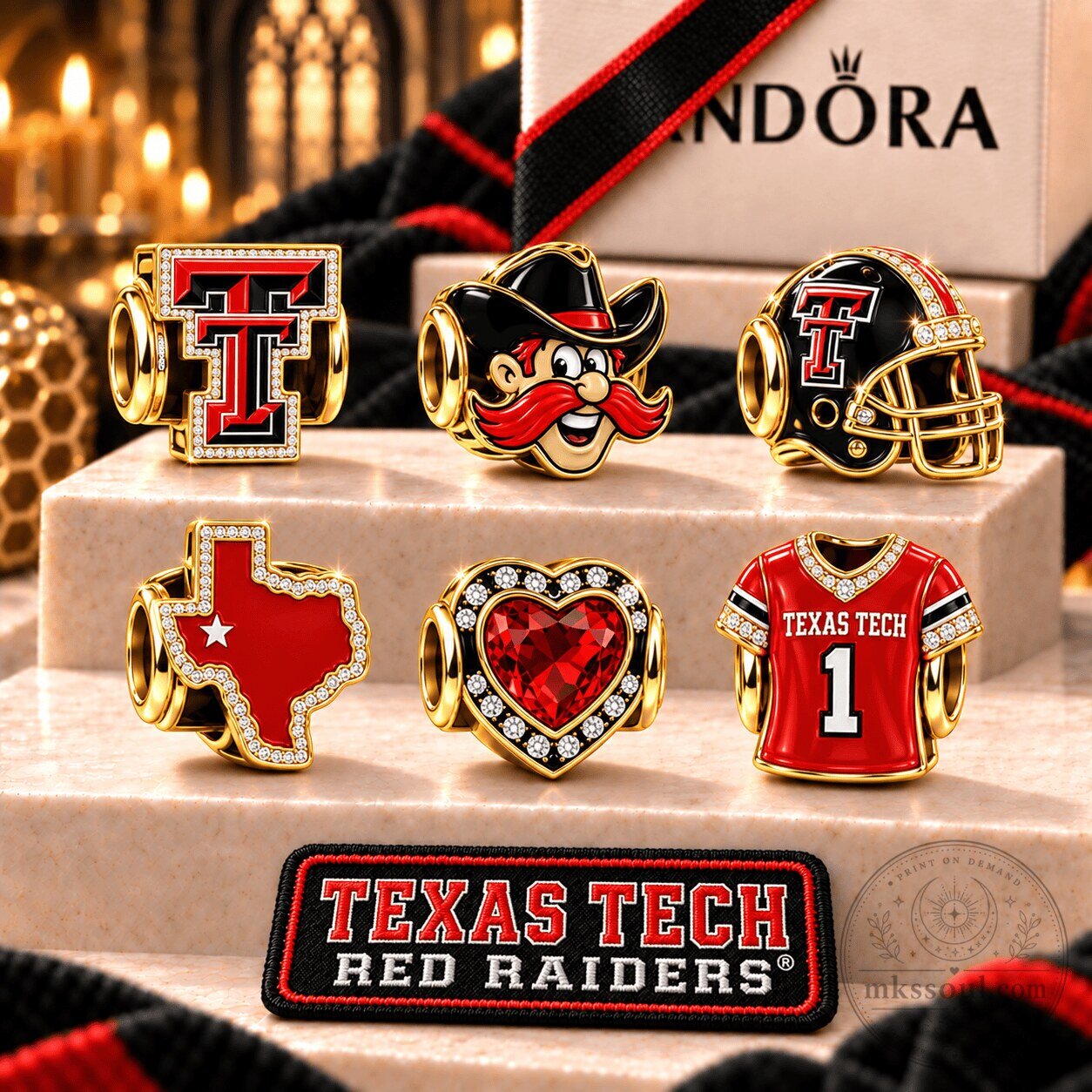 Texas Tech Red Raiders Football Helmet and Mask Charm Set