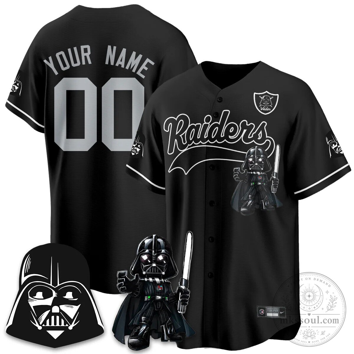 Las Vegas Raiders Darth Vader Star Wars Baseball Jersey