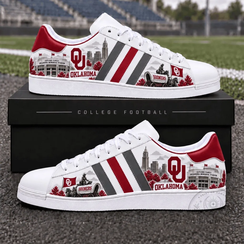 Oklahoma Sooners College Football Team Fan Sneakers Shoes Oklahoma Sooners College Football Team Fan Sneakers Shoes