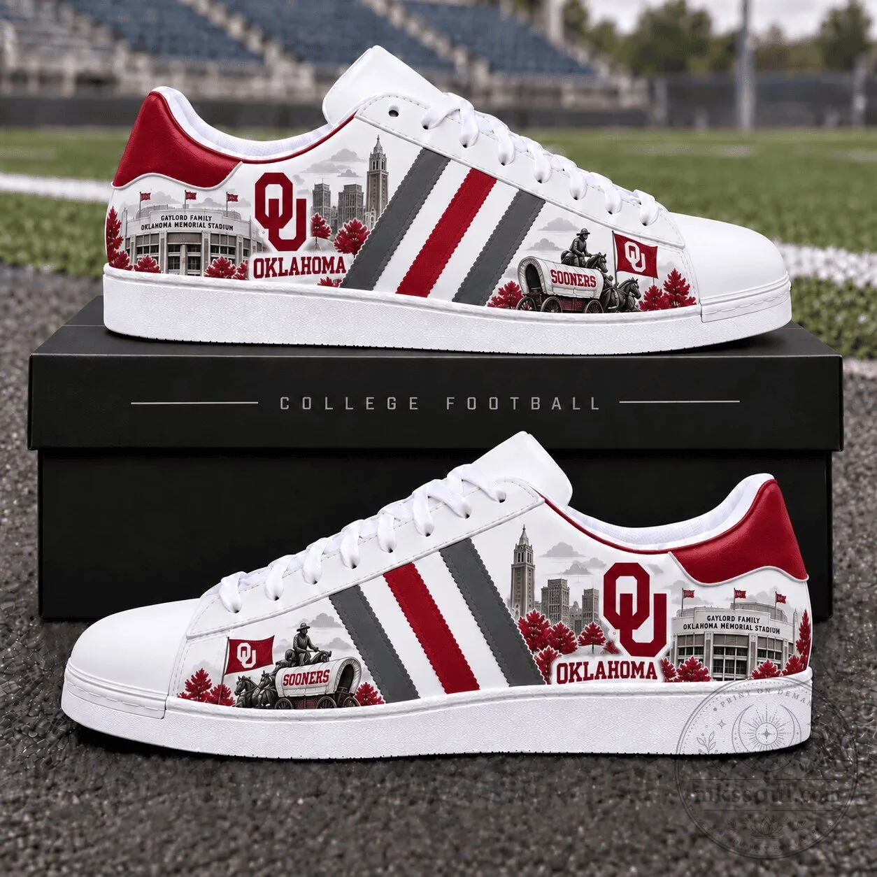 Oklahoma Sooners College Football Team Fan Sneakers Shoes