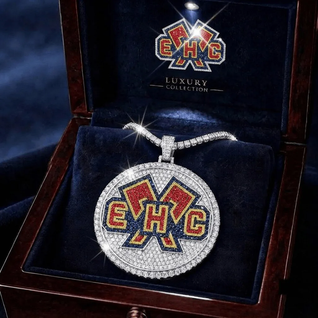 EHC Biel Bienne Ice Hockey Club Diamond Circle Pendant Necklace for Men
