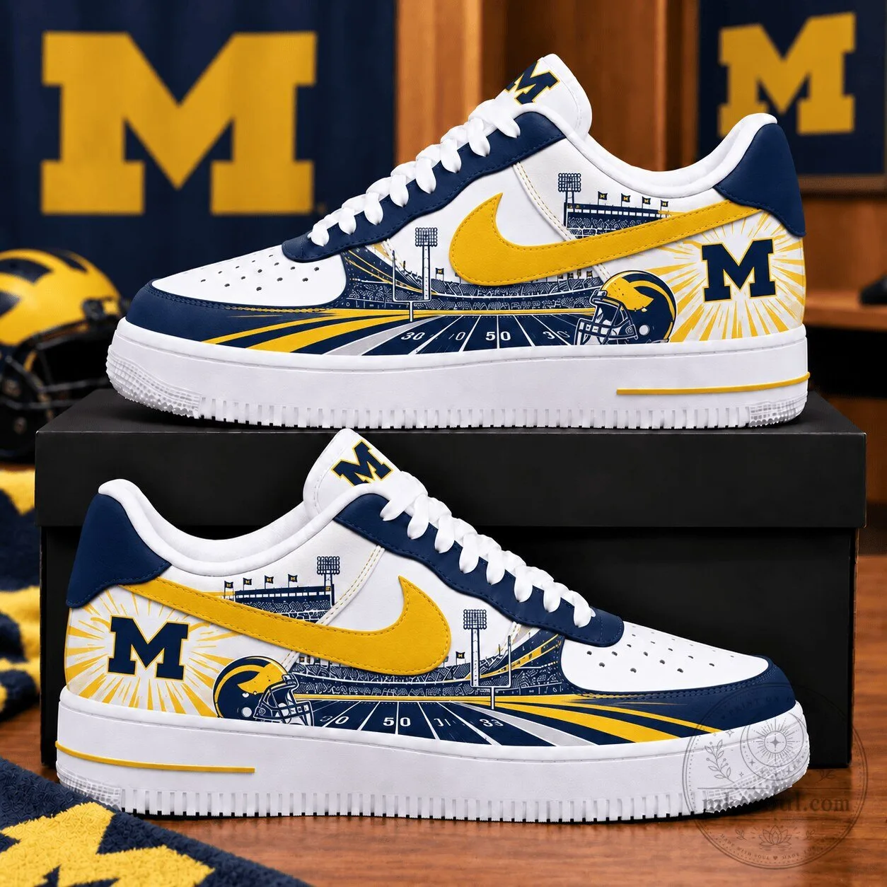 Michigan Wolverines Football Stadium Custom Printed Sneakers