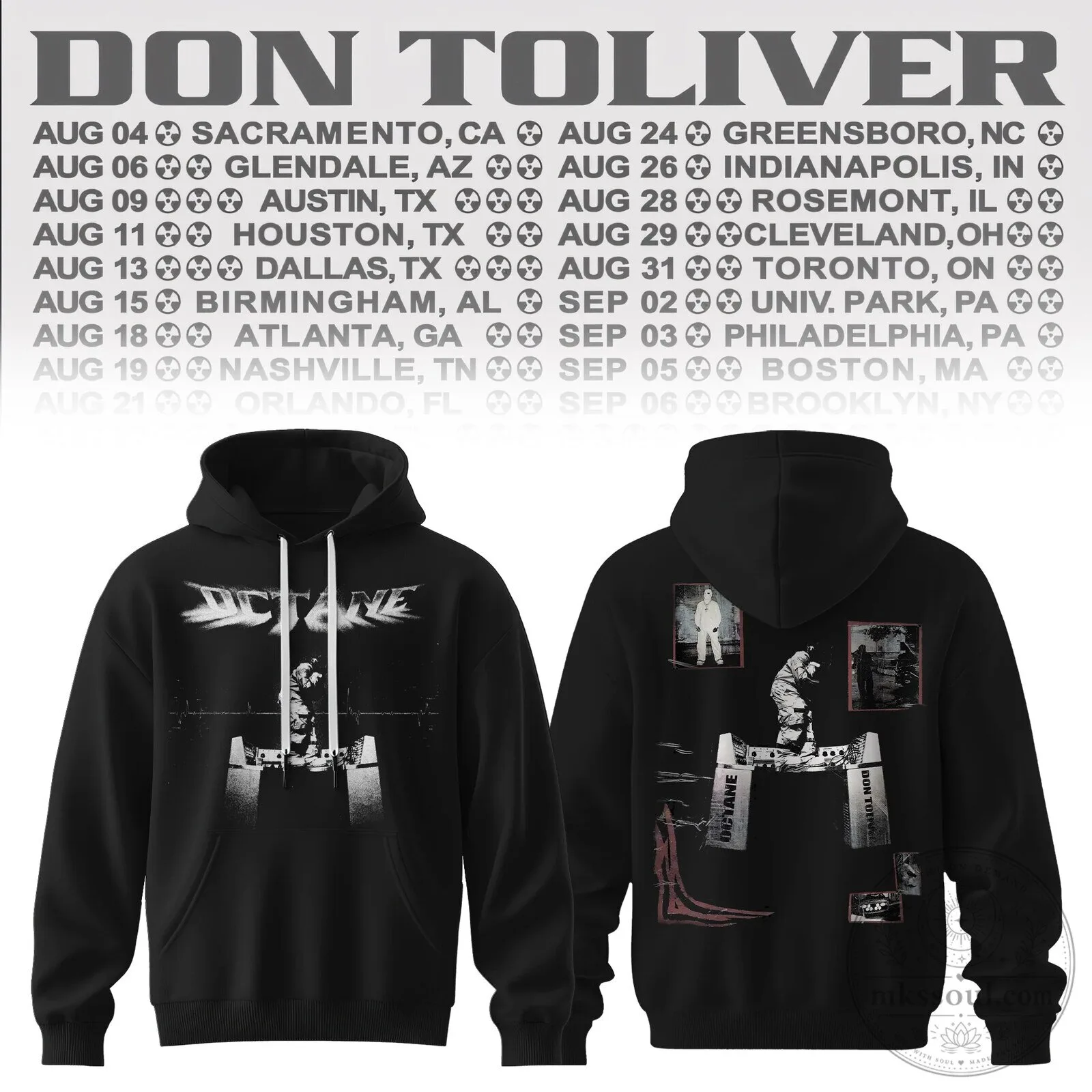 Don Toliver Octane Tour Black Concert Hoodie with Tour Dates