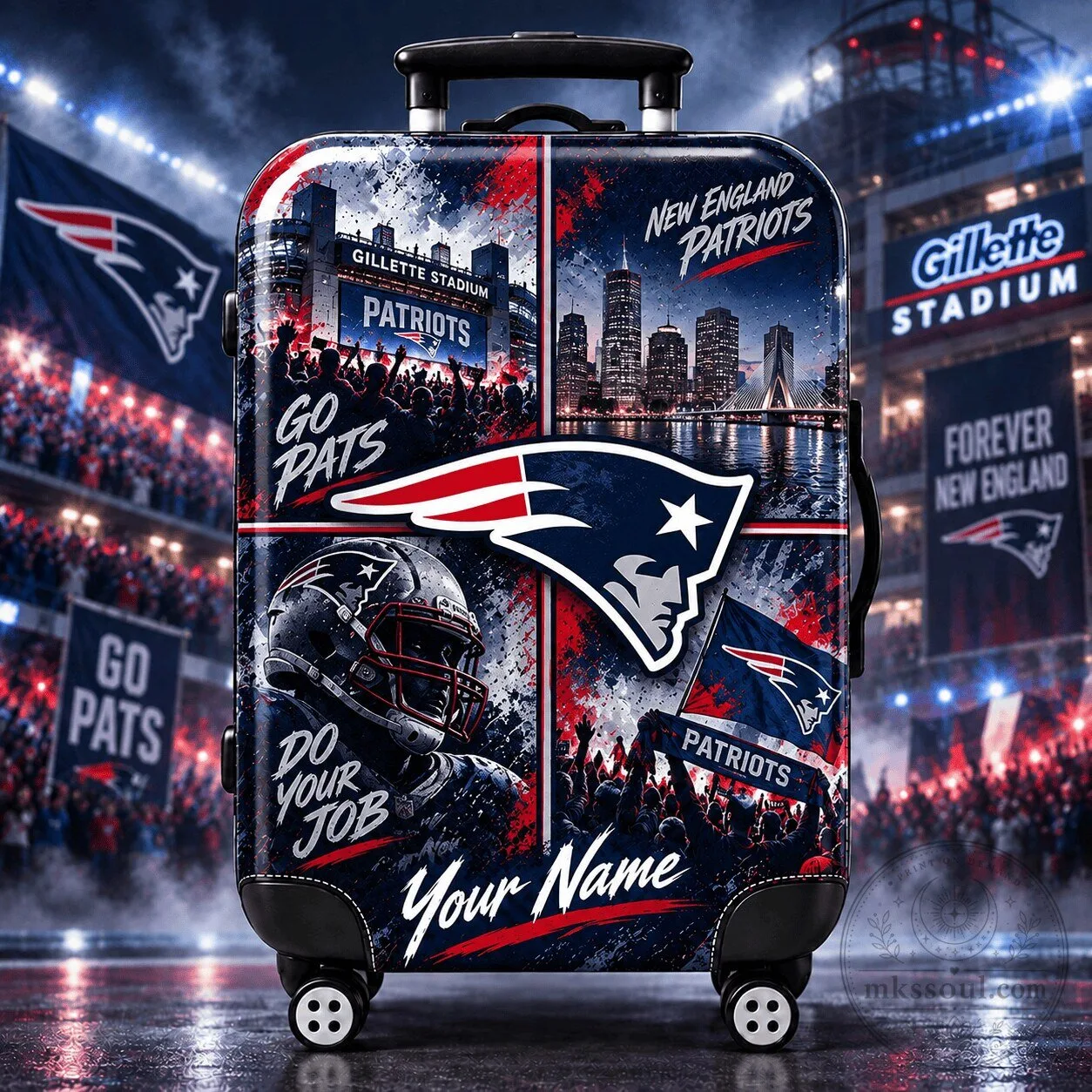 New England Patriots Football Team Stadium Personalized Travel Suitcase