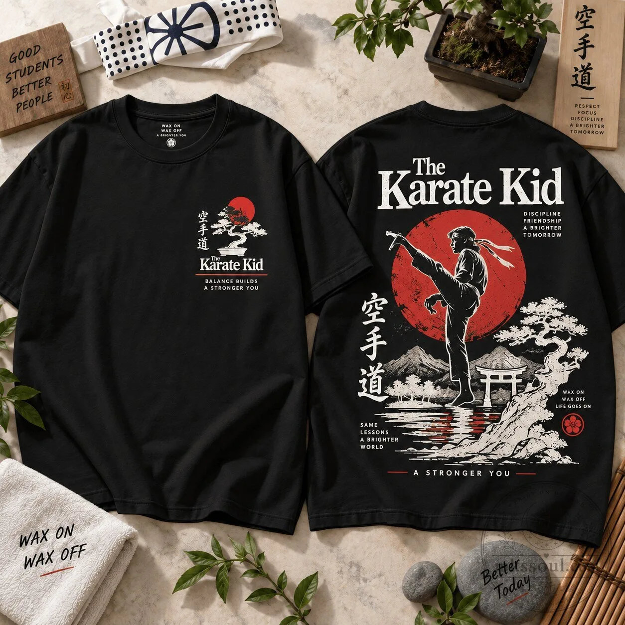 The Karate Kid Balance Builds A Stronger You Japanese Sunset T-Shirt