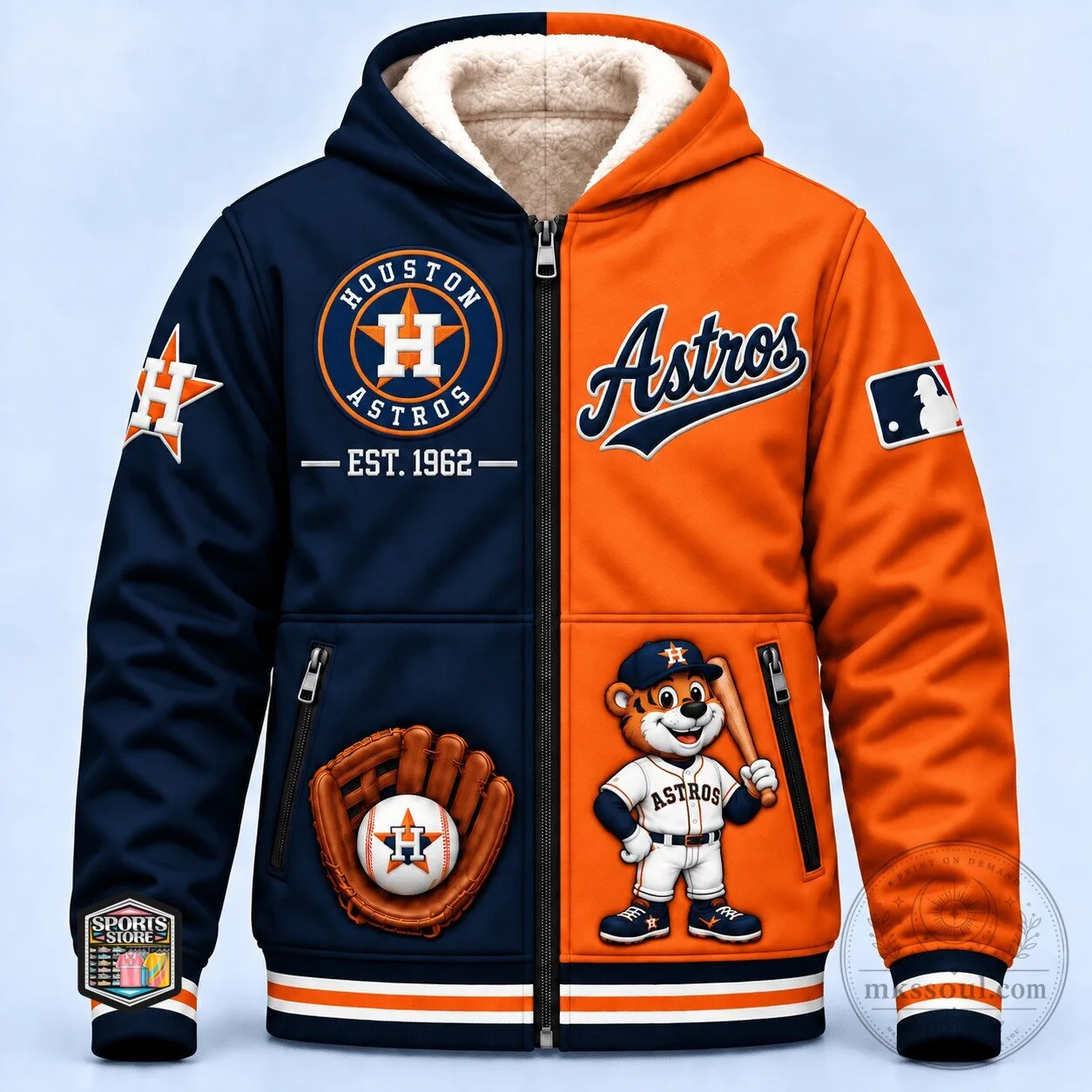 Houston Astros Major League Baseball Sherpa Lined Full Zip Hoodie