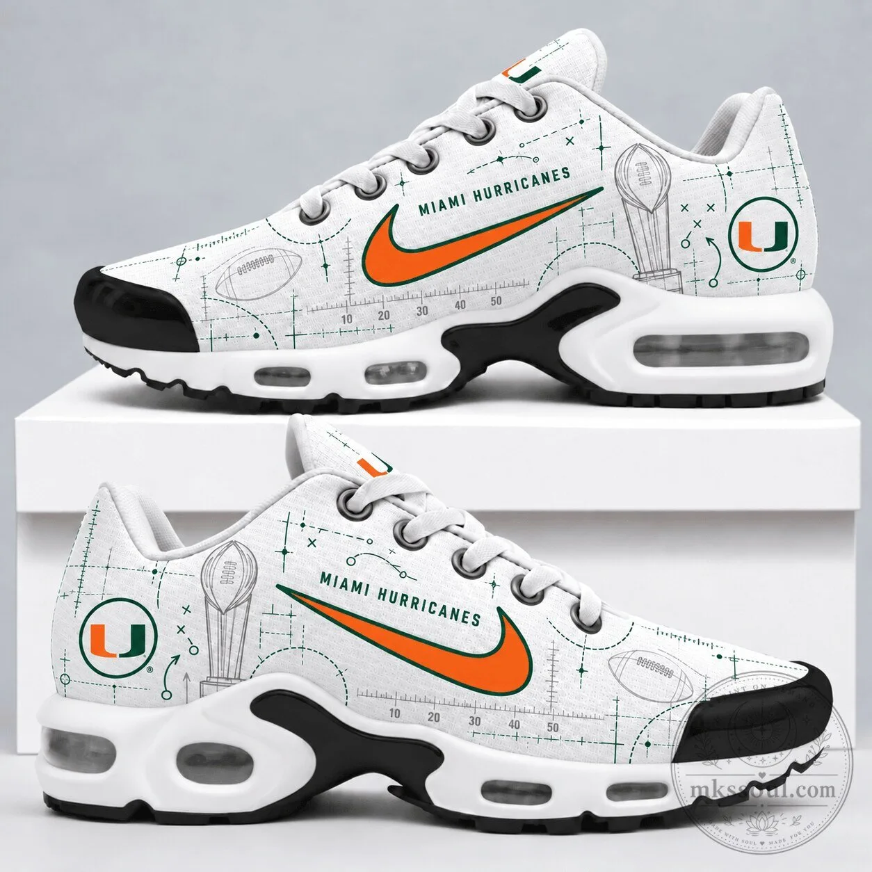 Miami Hurricanes NCAA Football Playbook Design Sneakers