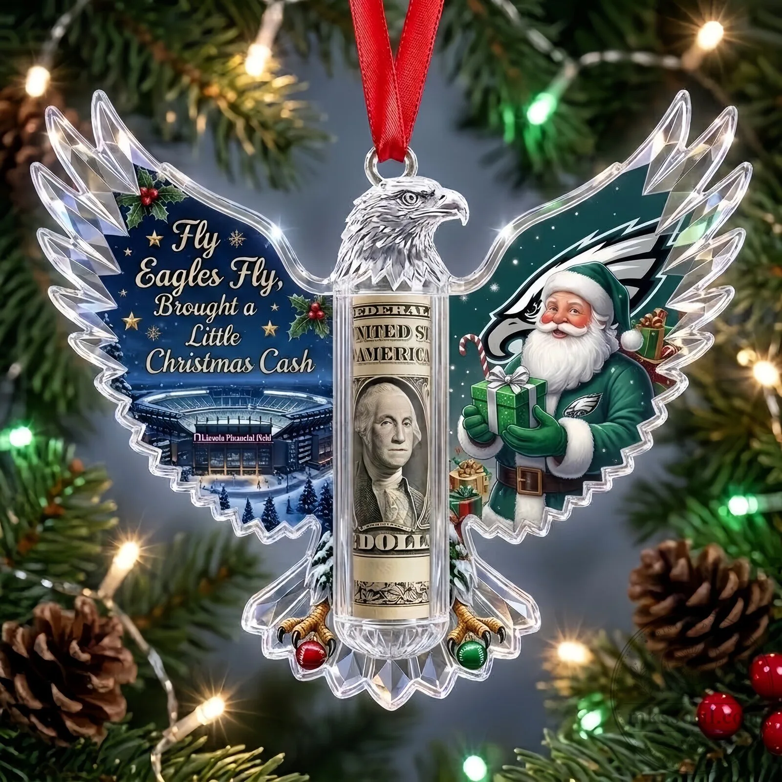 Philadelphia Eagles Christmas Ornament Fly Eagles Fly Cash Holder