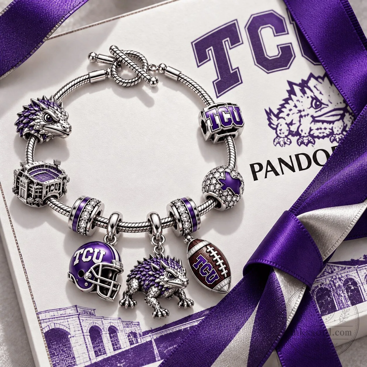 Horned Frogs Football Charm Bracelet from Texas Christian University