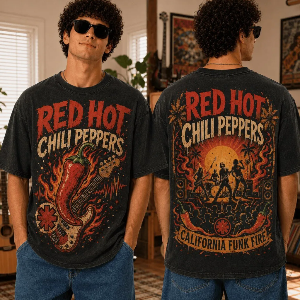 Red Hot Chili Peppers California Funk Fire Graphic T-Shirt