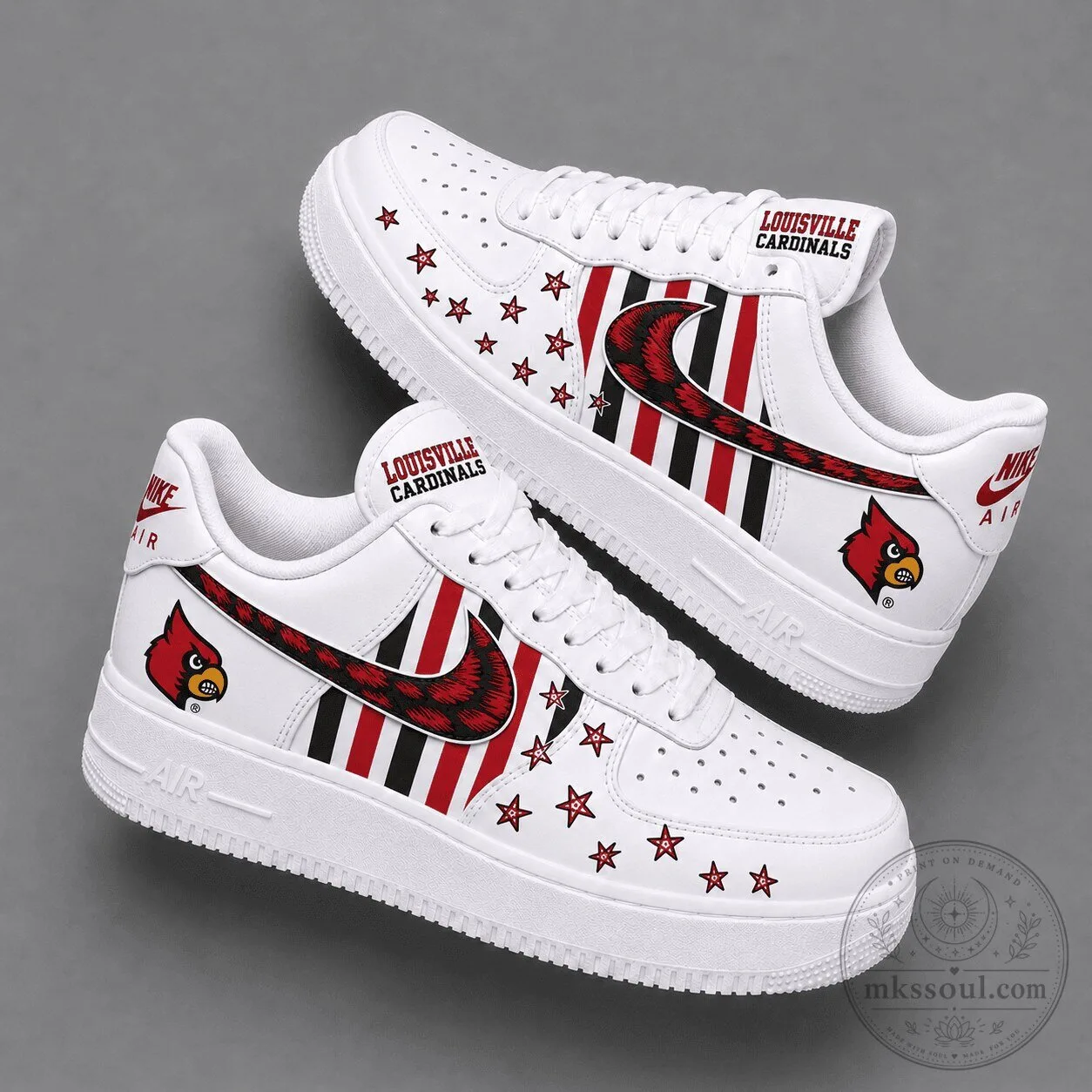 Louisville Cardinals Nike Air Force 1 Low Top Sneakers