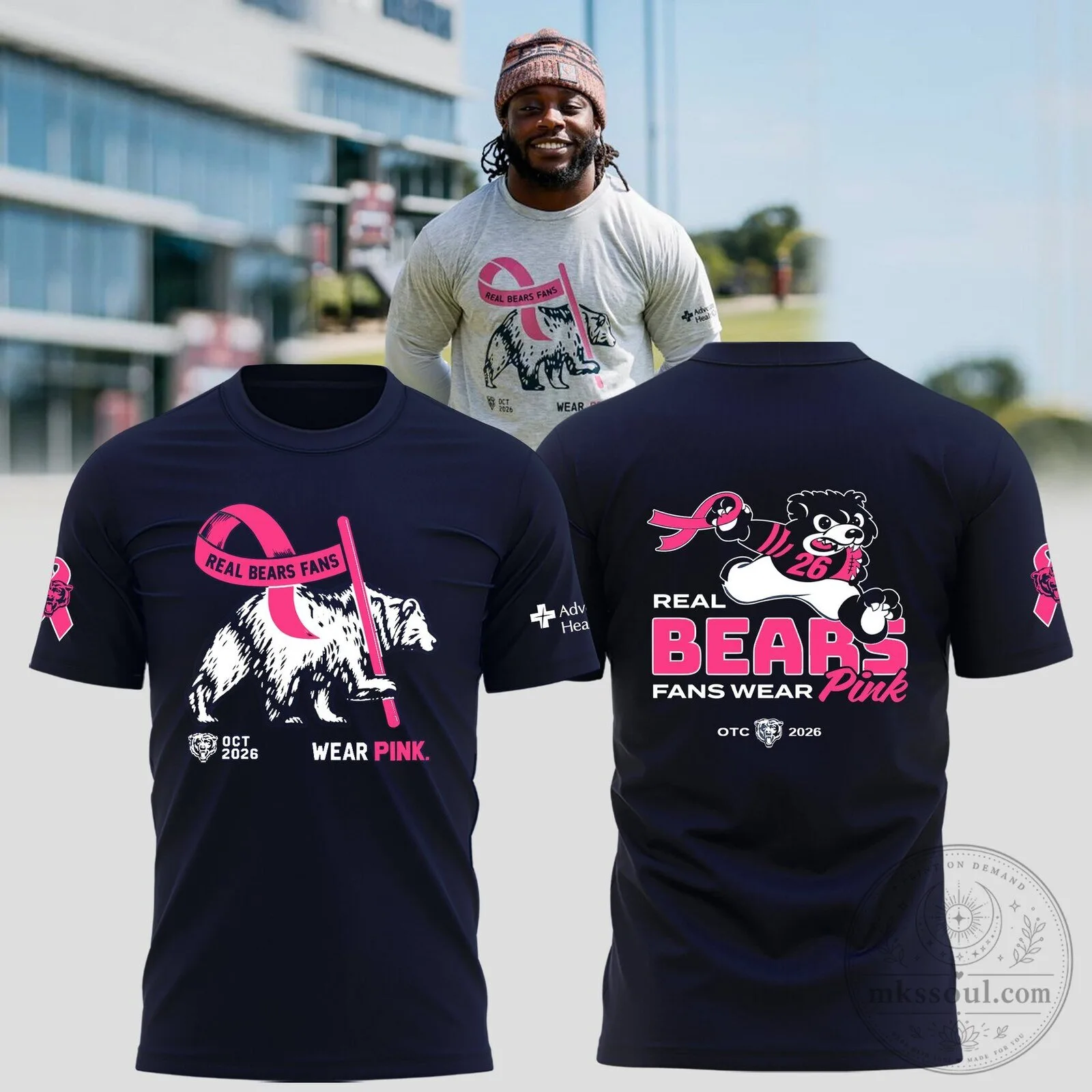 Chicago Bears Real Fans Wear Pink Breast Cancer Awareness T-Shirt