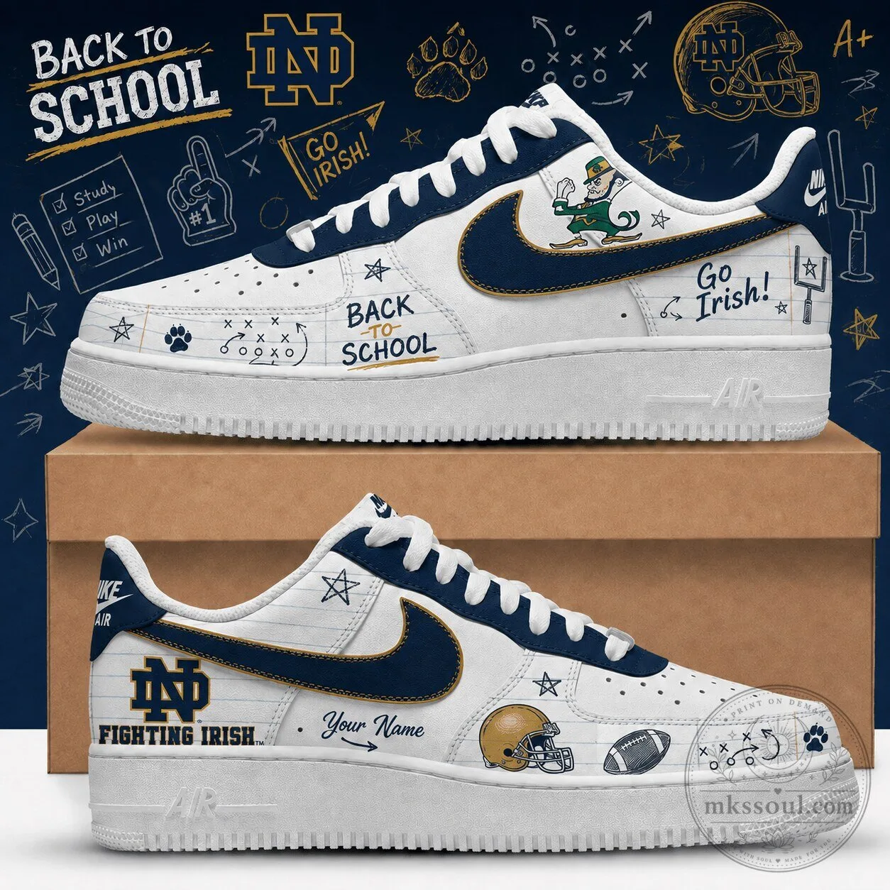 Back To School Notre Dame Fighting Irish NCAA Custom Shoes