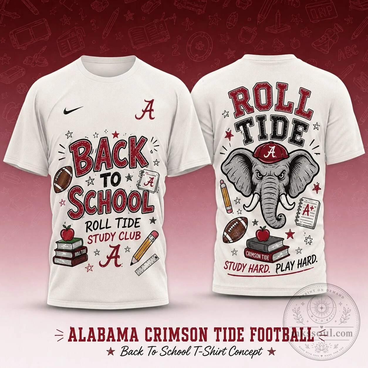 Alabama Crimson Tide Back To School Roll Tide Study Club T-Shirt