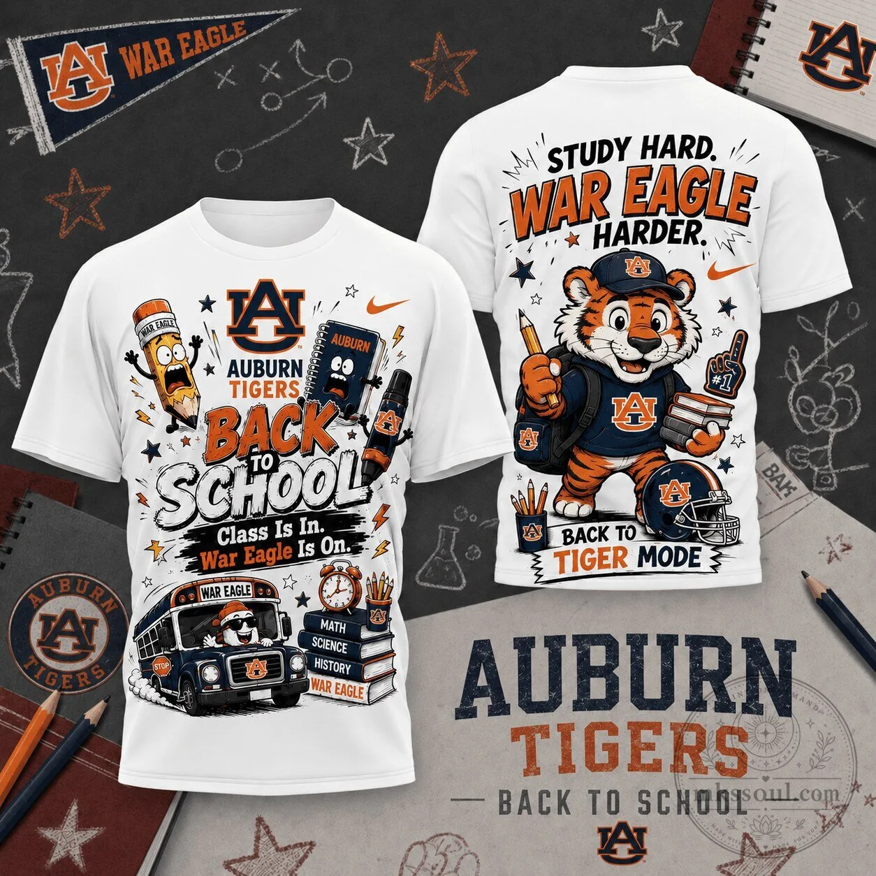 Auburn Tigers Back To School War Eagle Mode NCAA White T-Shirt