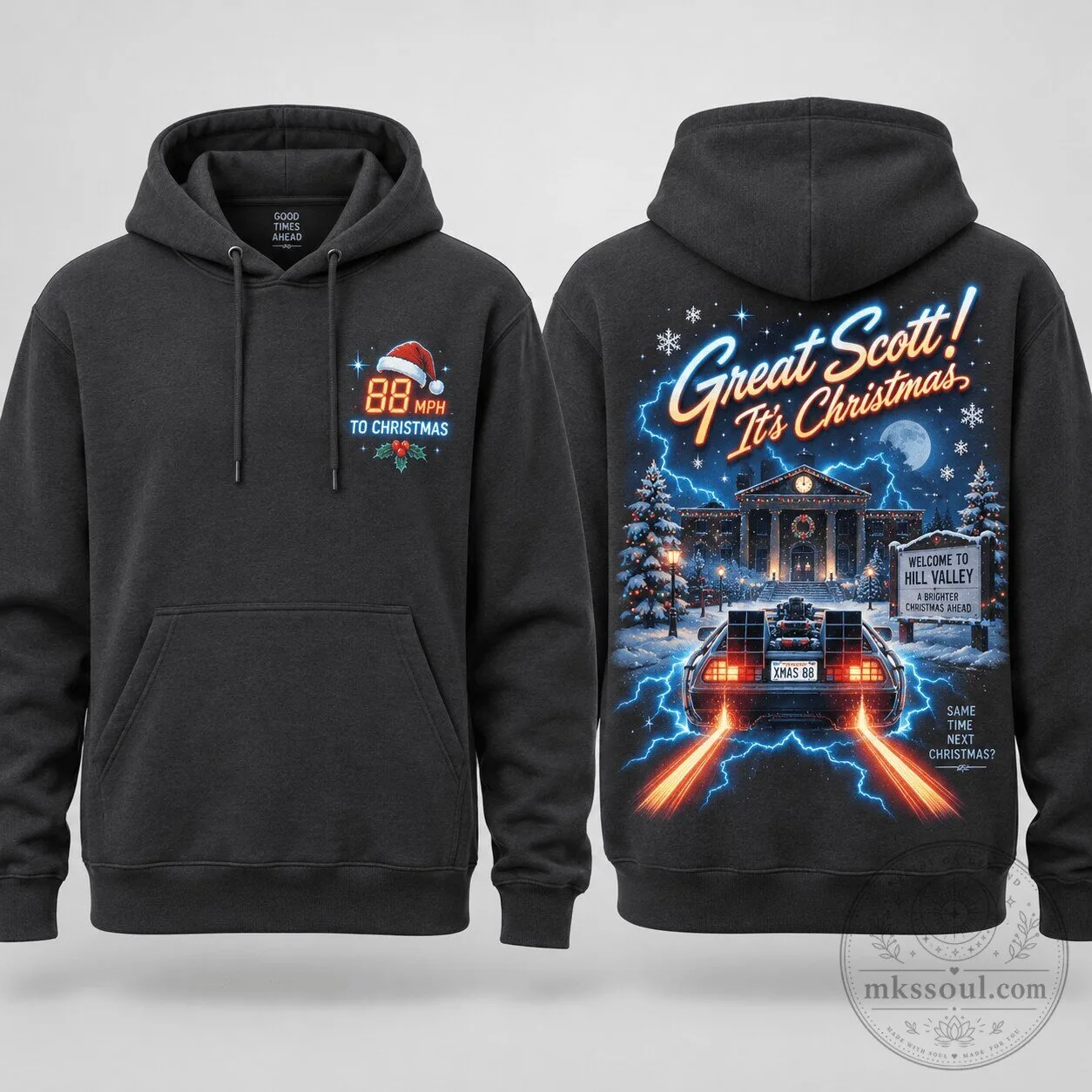 Back to the Future Christmas DeLorean Time Travel Racing Hoodie