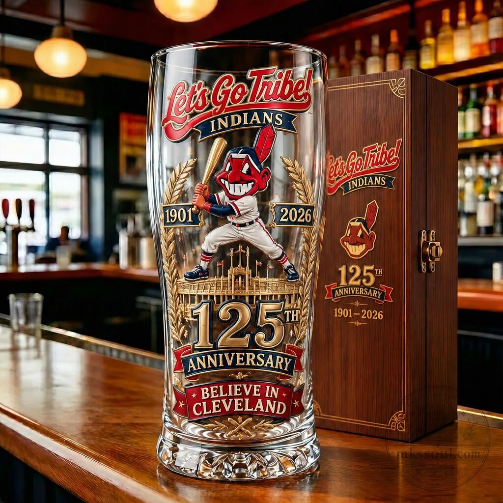 Cleveland Indians 125th Anniversary Let's Go Tribe Beer Pint Glass