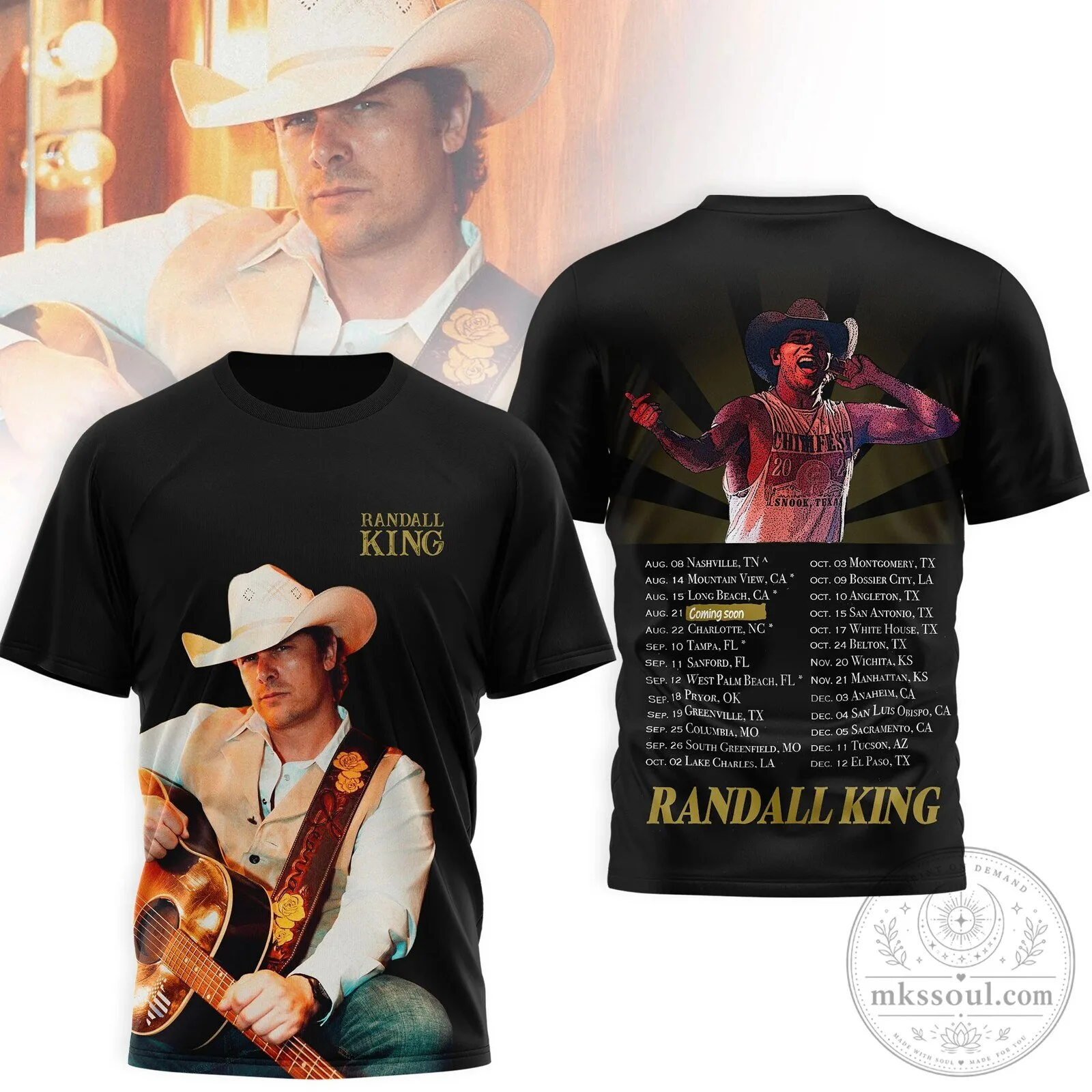 Randall King Country Music Shirt, Tour Dates 2024 Concert Apparel