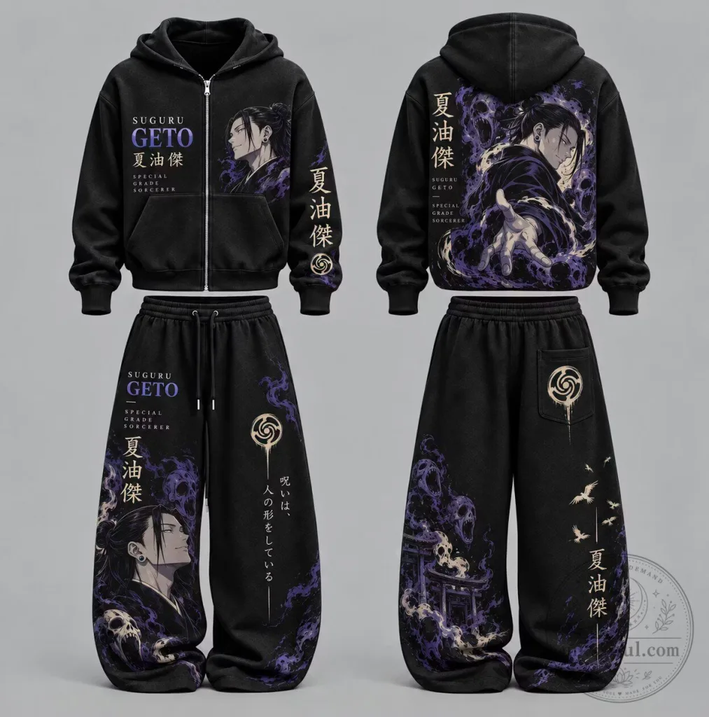 Jujutsu Kaisen Suguru Geto Special Grade Sorcerer Zip-Up Hoodie and Sweatpants Set