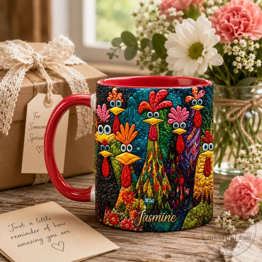 Colorful Rooster Chicken Farm Animal Personalized Coffee Mug Colorful Rooster Chicken Farm Animal Personalized Coffee Mug