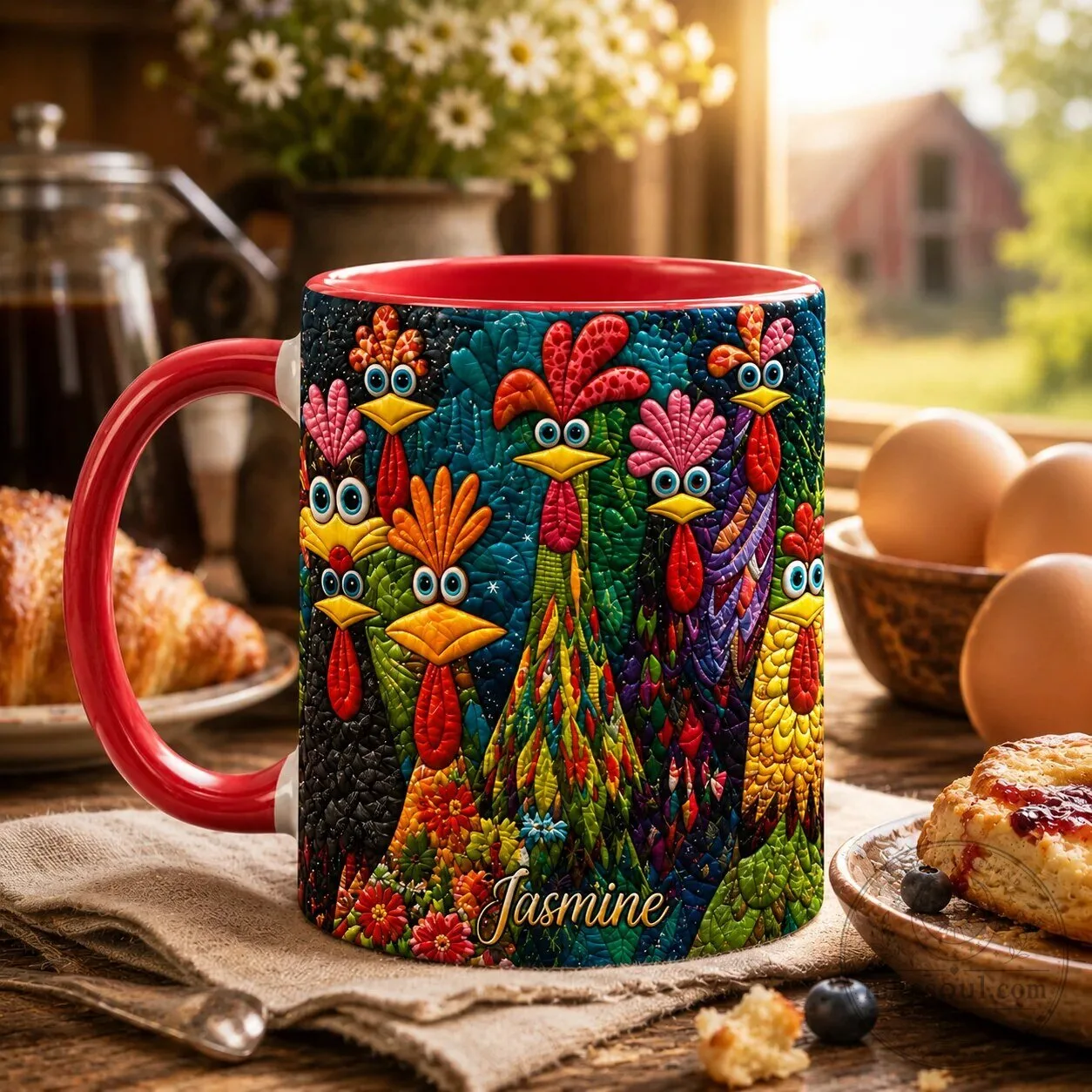 Colorful Rooster Chicken Farm Animal Personalized Coffee Mug 5 Colorful Rooster Chicken Farm Animal Personalized Coffee Mug