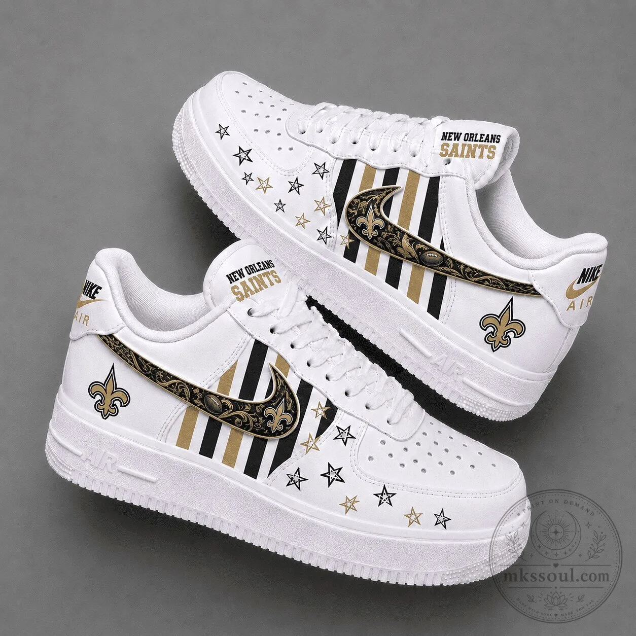 New Orleans Saints Nike Air Force One Low Custom Design Shoes