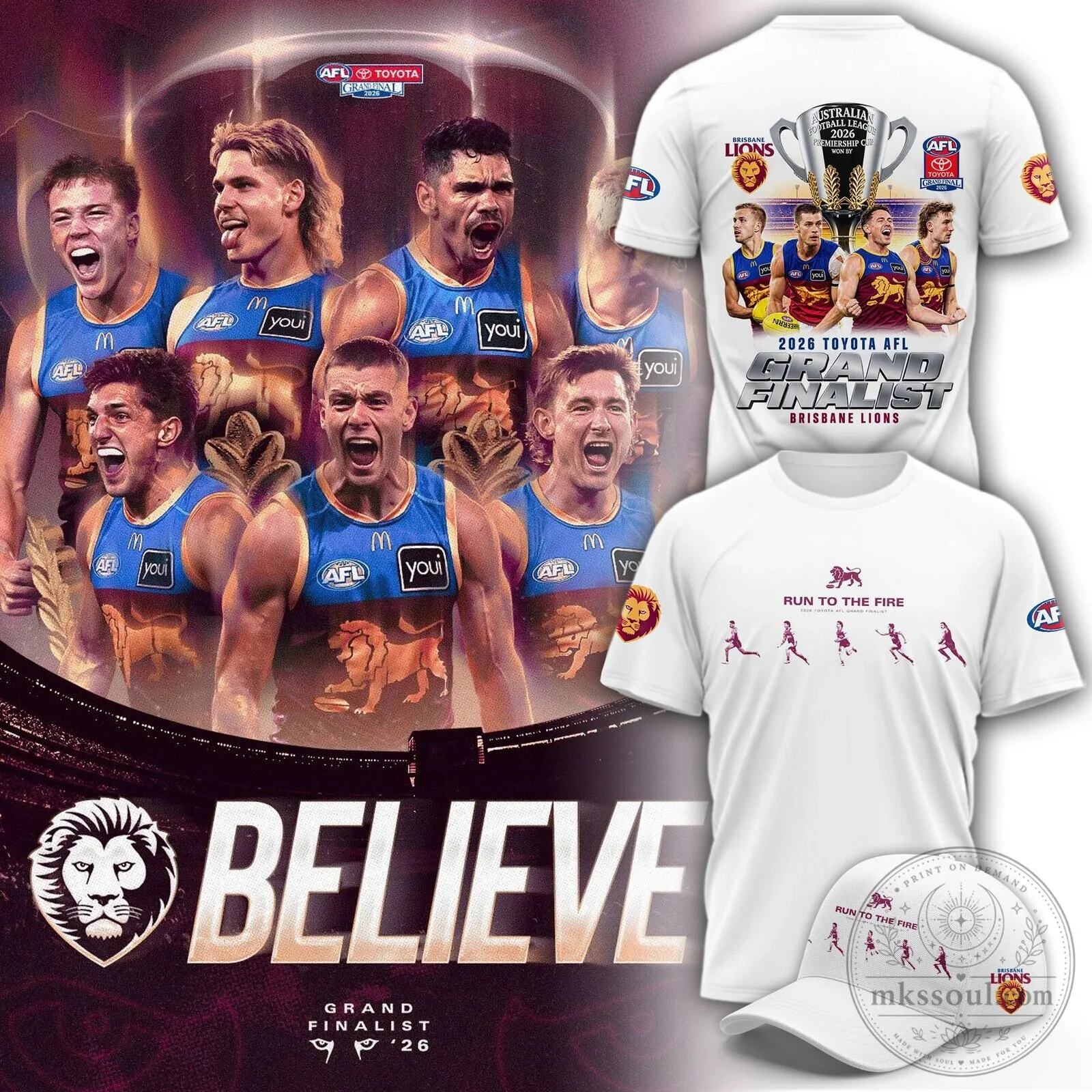 Brisbane Lions 2026 AFL Grand Finalist White Short Sleeve T-Shirt