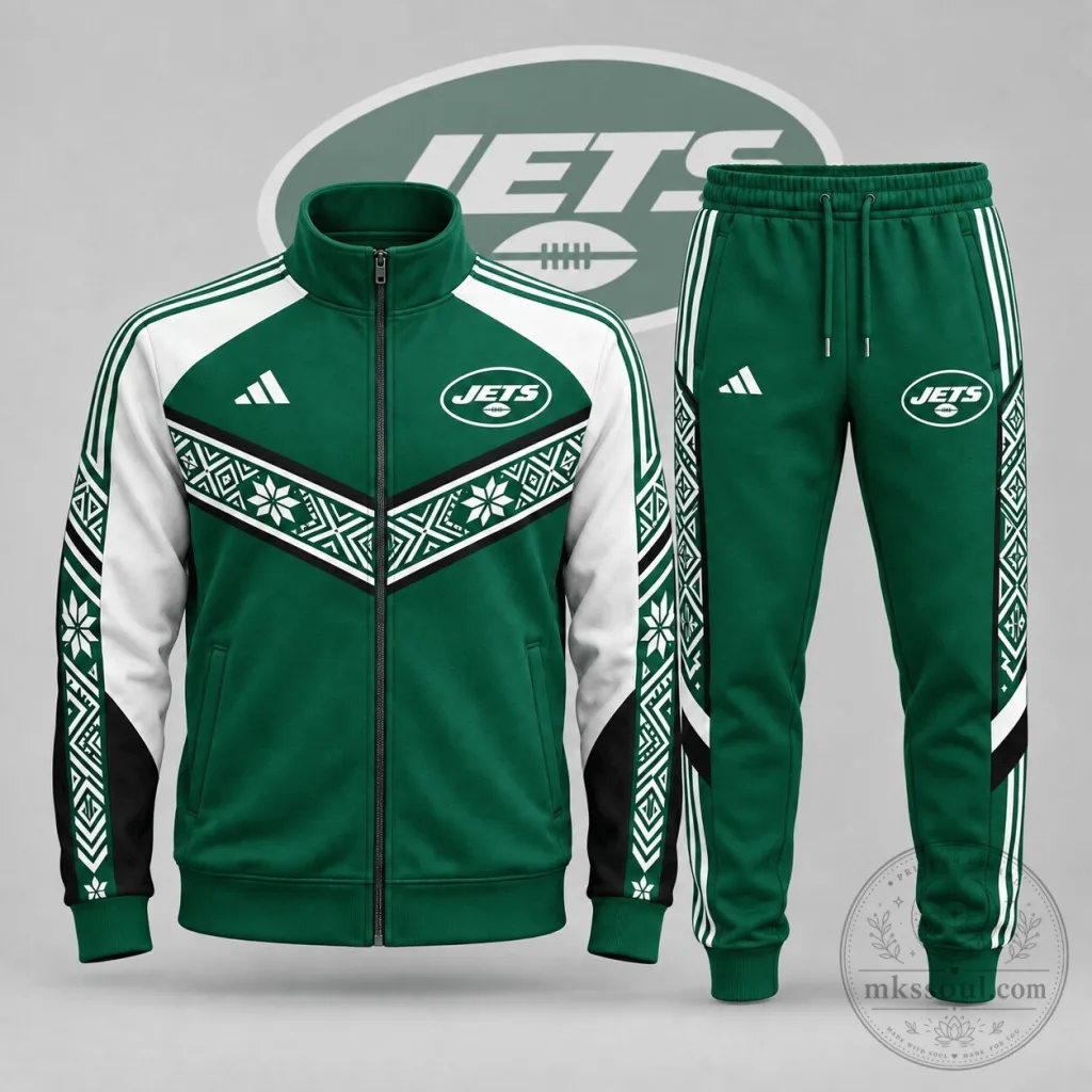 New York Jets National Football League Team Nordic Pattern Track Jacket and Pants Set New York Jets National Football League Team Nordic Pattern Track Jacket and Pants Set