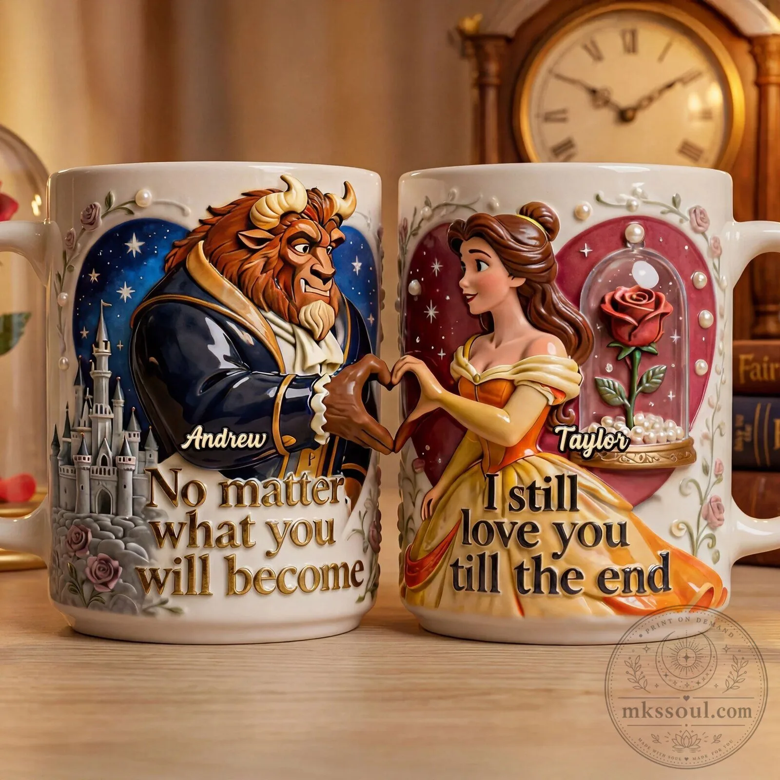 Beauty and the Beast Personalized Couple Coffee Mug Set
