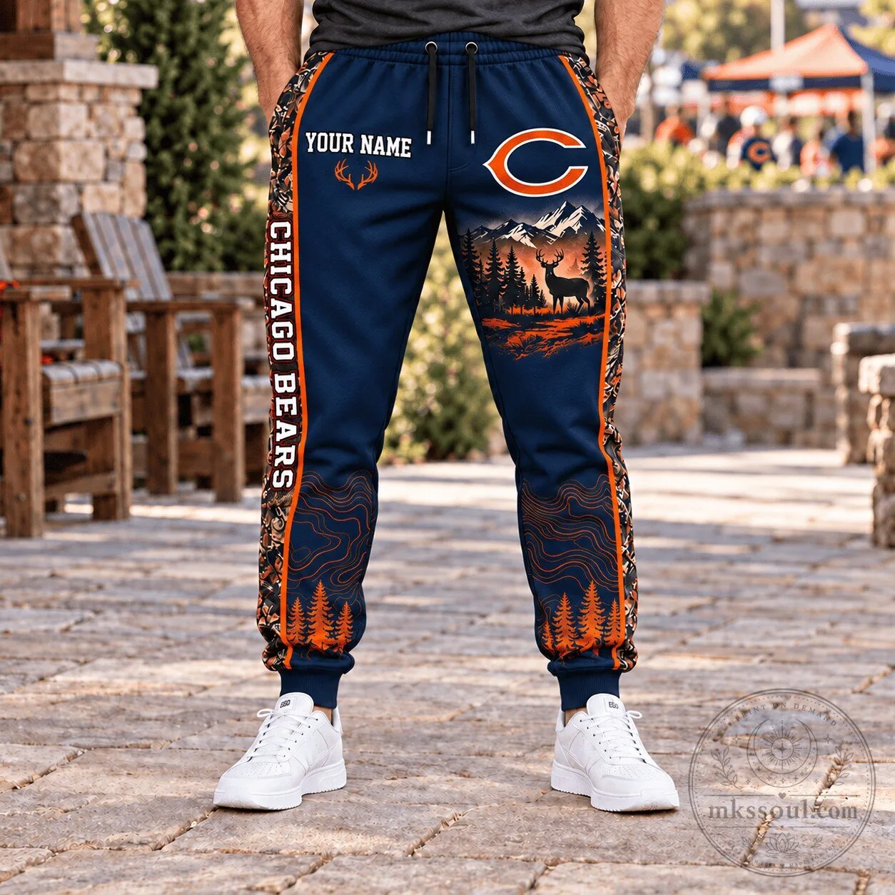 Chicago Bears NFL Hunting Pattern Custom Name Jogger Pants For Men