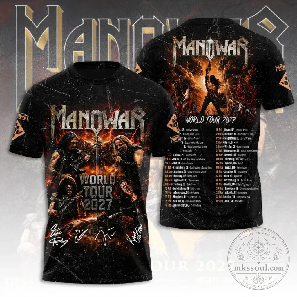 Heavy Metal Band T-Shirt for Manowar World Tour 2027 Concert Dates