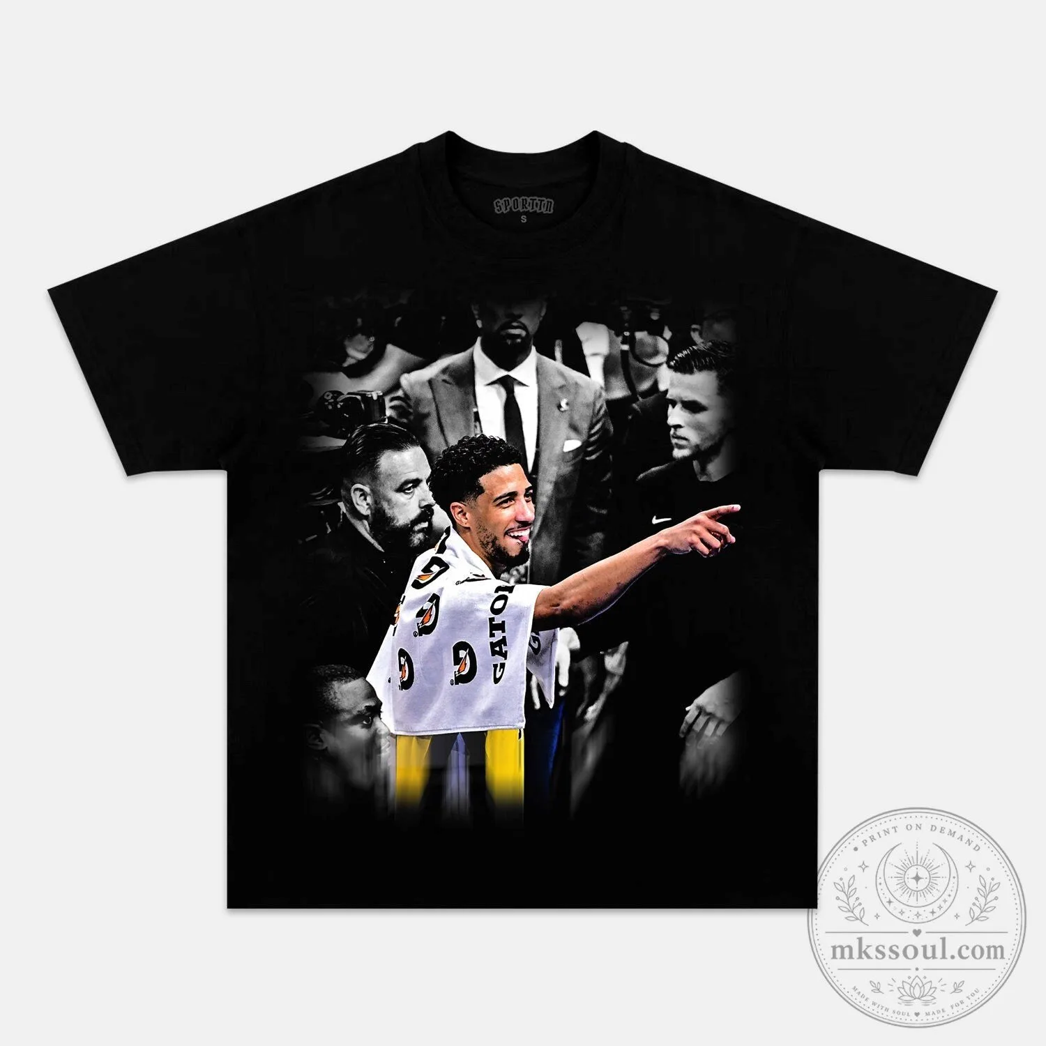 Tyrese Haliburton Basketball Player Black and White Graphic T-Shirt