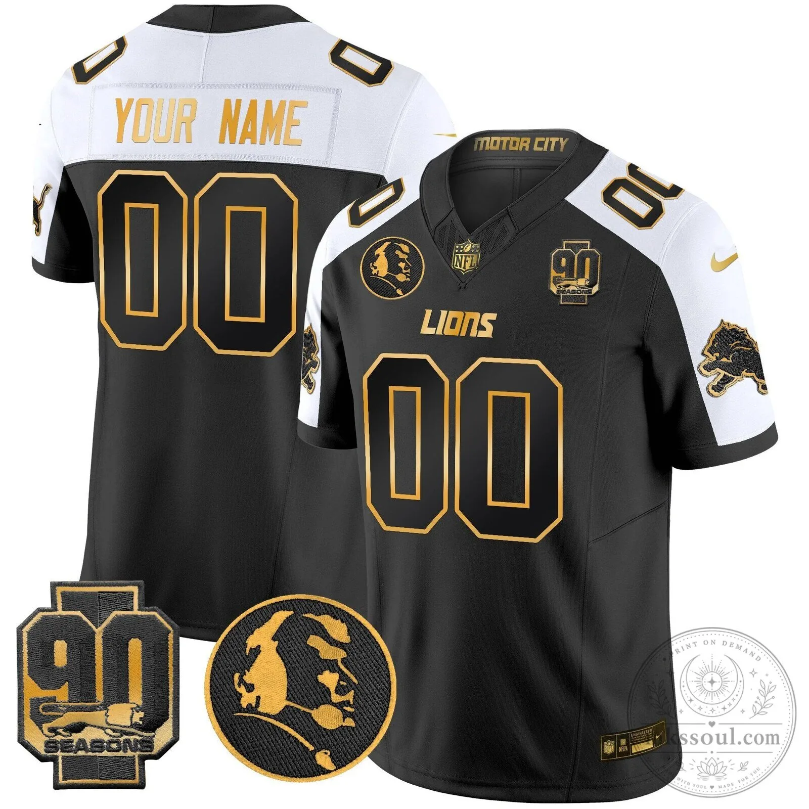 Detroit Lions John Madden 90 Seasons Gold Vapor Limited Edition Football Jersey