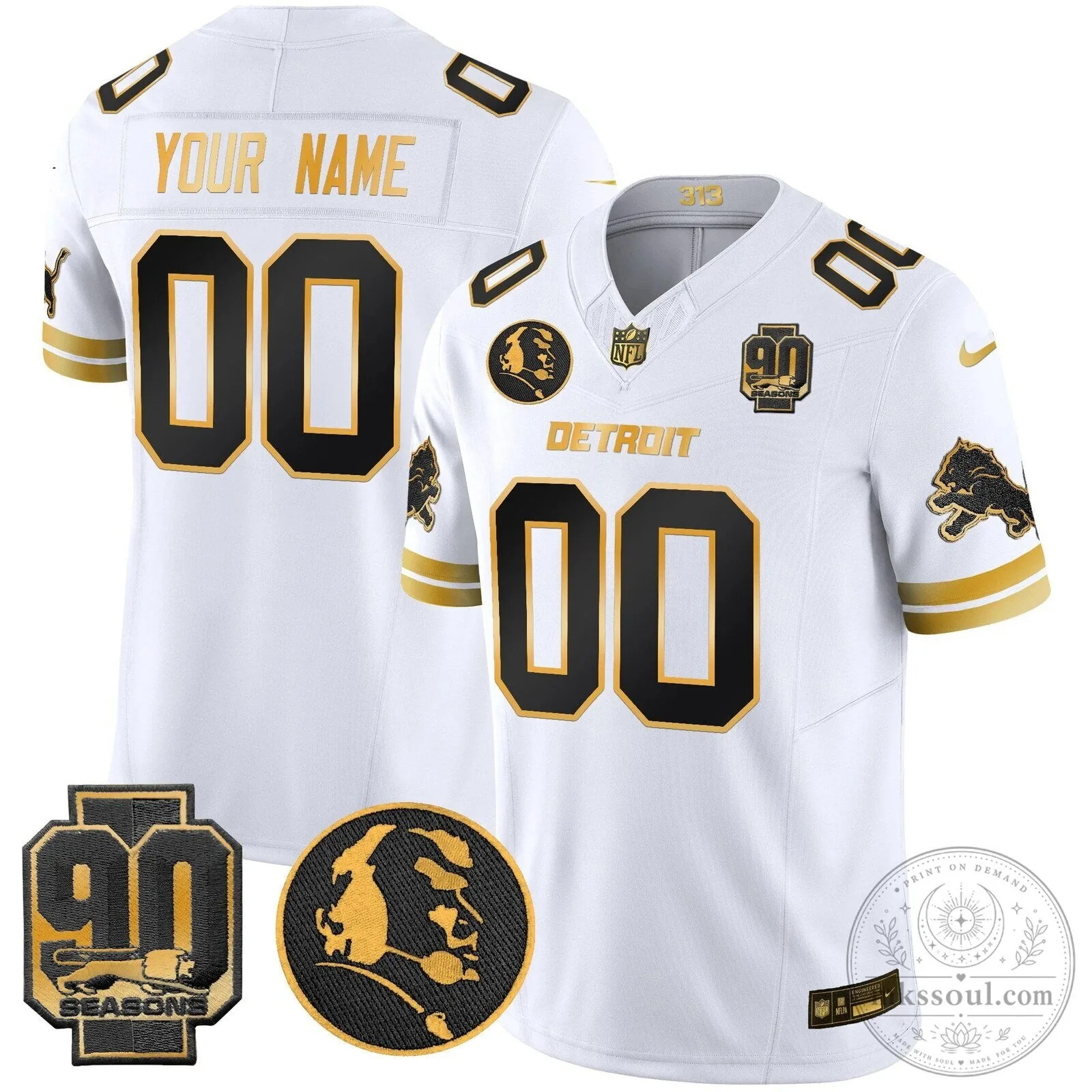 Detroit Lions John Madden 90 Seasons Gold Vapor Limited Edition Football Jersey 5 Detroit Lions John Madden 90 Seasons Gold Vapor Limited Edition Football Jersey