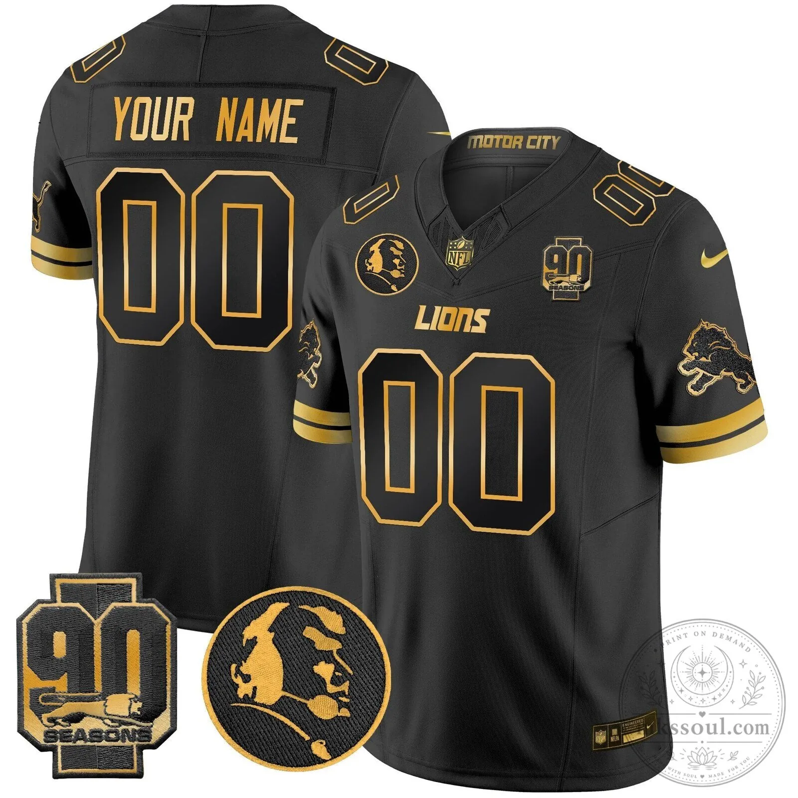 Detroit Lions John Madden 90 Seasons Gold Vapor Limited Edition Football Jersey 6 Detroit Lions John Madden 90 Seasons Gold Vapor Limited Edition Football Jersey