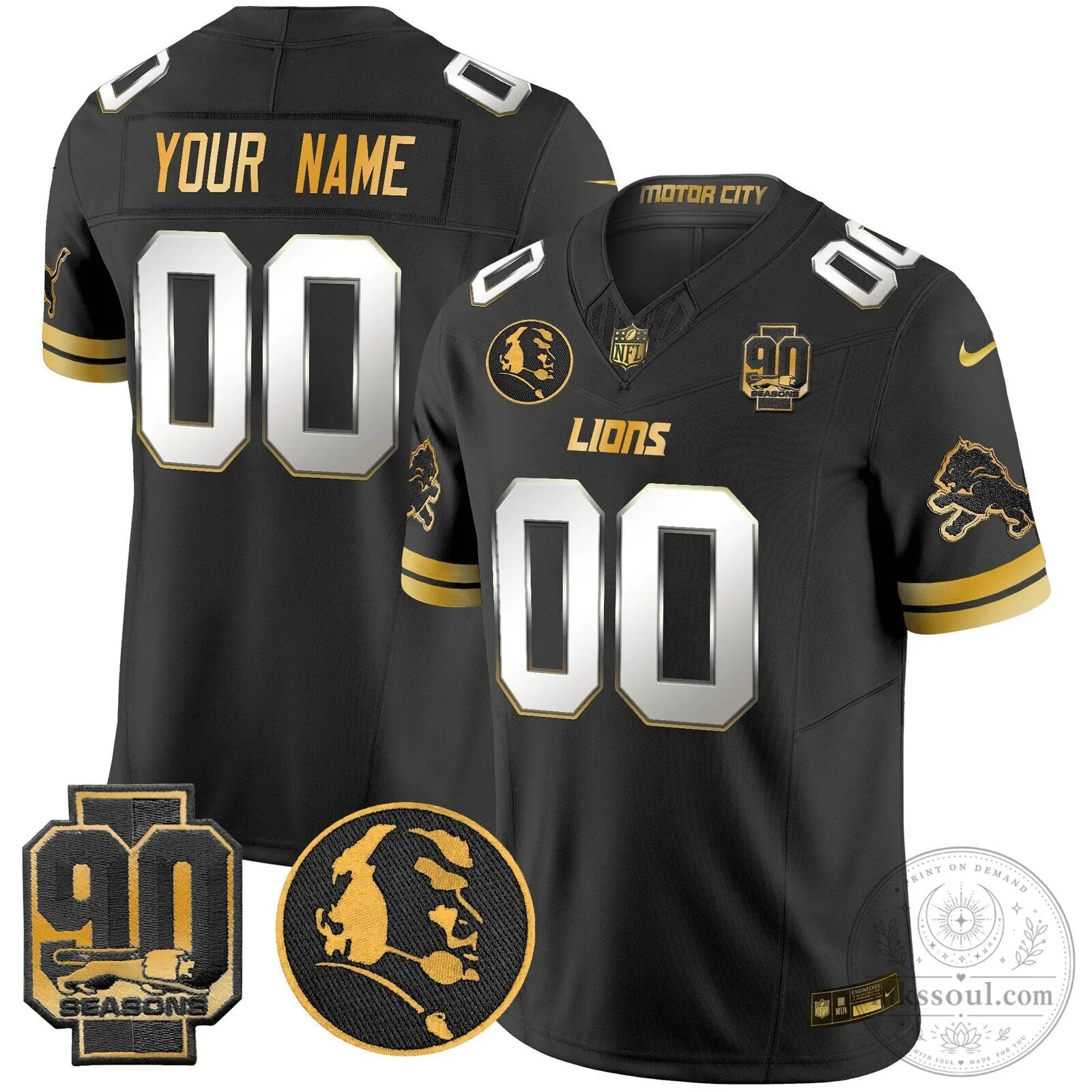 Detroit Lions John Madden 90 Seasons Gold Vapor Limited Edition Football Jersey 7 Detroit Lions John Madden 90 Seasons Gold Vapor Limited Edition Football Jersey